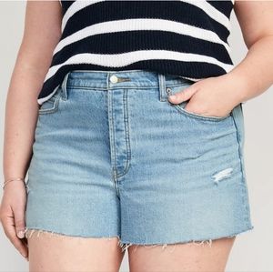 🔹Higher High-Waisted Button-Fly Sky-Hi A-Line Cut-Off Jean Shorts for Women